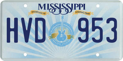 MS license plate HVD953