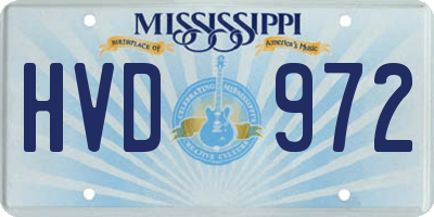 MS license plate HVD972