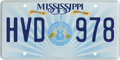 MS license plate HVD978