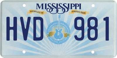 MS license plate HVD981