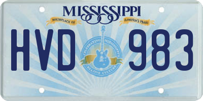 MS license plate HVD983