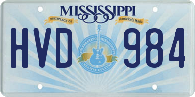 MS license plate HVD984