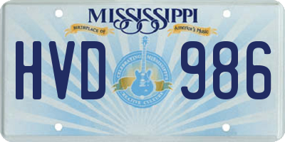MS license plate HVD986