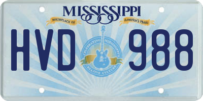 MS license plate HVD988