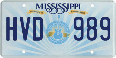 MS license plate HVD989