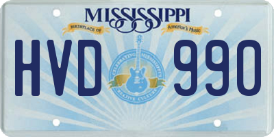 MS license plate HVD990