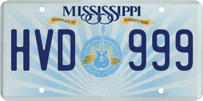MS license plate HVD999
