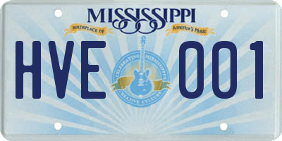 MS license plate HVE001