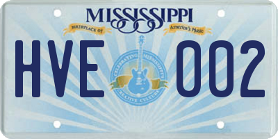 MS license plate HVE002