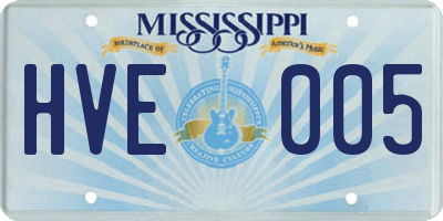 MS license plate HVE005