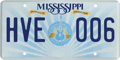 MS license plate HVE006