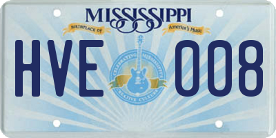 MS license plate HVE008