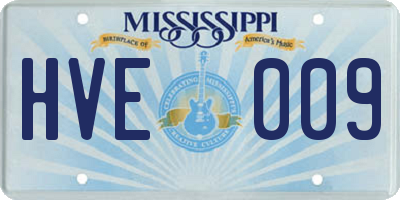 MS license plate HVE009
