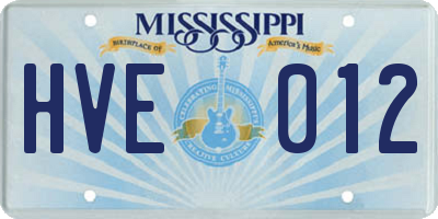 MS license plate HVE012