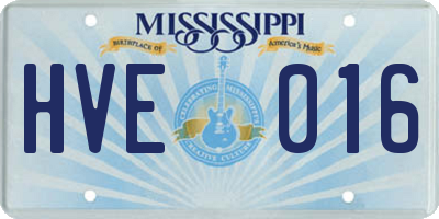 MS license plate HVE016
