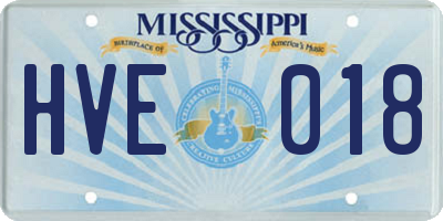 MS license plate HVE018