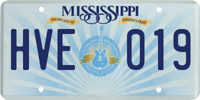 MS license plate HVE019