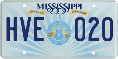 MS license plate HVE020