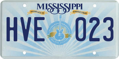 MS license plate HVE023