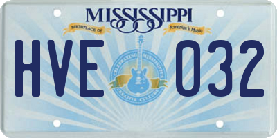 MS license plate HVE032