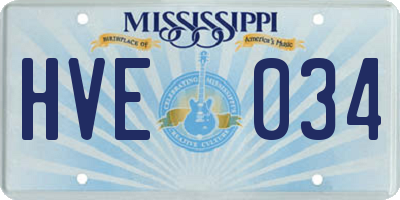 MS license plate HVE034