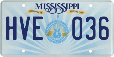 MS license plate HVE036