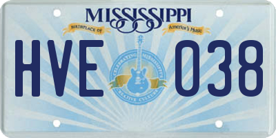 MS license plate HVE038