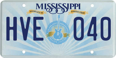 MS license plate HVE040