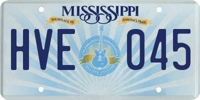 MS license plate HVE045