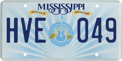 MS license plate HVE049