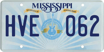 MS license plate HVE062