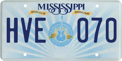 MS license plate HVE070