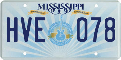 MS license plate HVE078