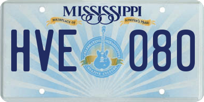 MS license plate HVE080