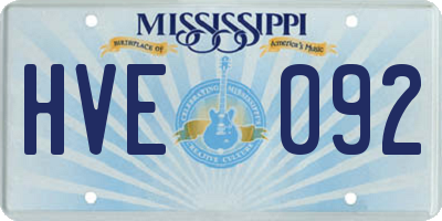 MS license plate HVE092