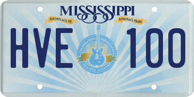 MS license plate HVE100