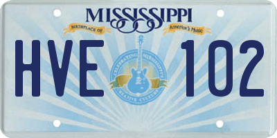 MS license plate HVE102
