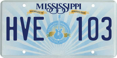 MS license plate HVE103