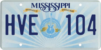 MS license plate HVE104