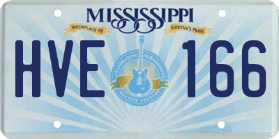 MS license plate HVE166