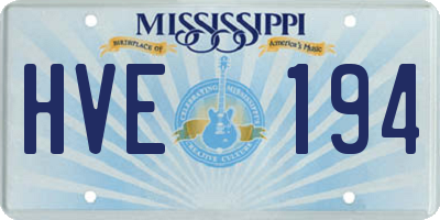 MS license plate HVE194