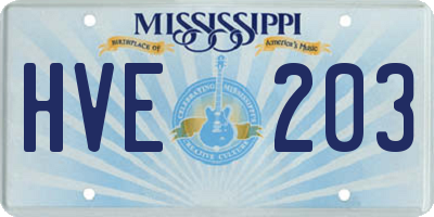 MS license plate HVE203
