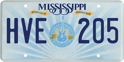 MS license plate HVE205