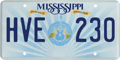 MS license plate HVE230