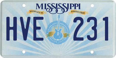 MS license plate HVE231