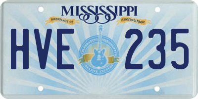 MS license plate HVE235