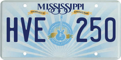 MS license plate HVE250