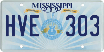 MS license plate HVE303