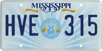 MS license plate HVE315