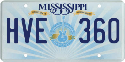 MS license plate HVE360